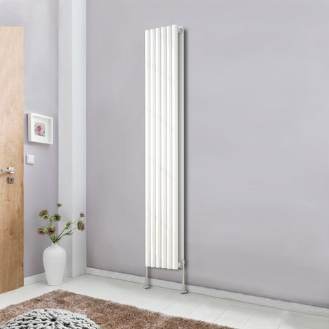 NRG Designer Radiator White Oval Column Central Heating Rads Vertical 1800x354mm Double