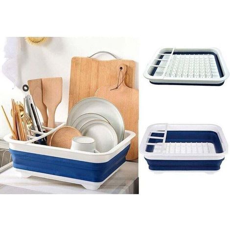 Hochwertiger, faltbarer, robuster und platzsparender Geschirrabtropfkorb, ideal für Reisen, kleine Küchen, Wohnwagen und Haushalte (1/4)