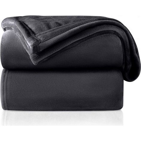 Couverture Plaid Canapé Polaire 180 x 200cm Anthracite Plaid pour Canapé Couverture Polaire Epaisse Moelleuse Douce Et Chaude (1/4)
