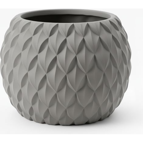 Pot de fleurs décoratif moderne gris à texture écailleuse (1/3)