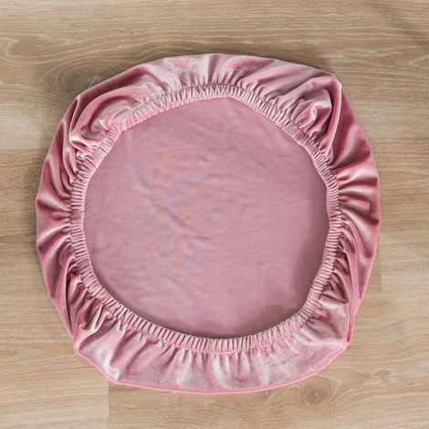 Housse de siège de chaise de salle à manger de mariage en velours extensible rose (1/5)