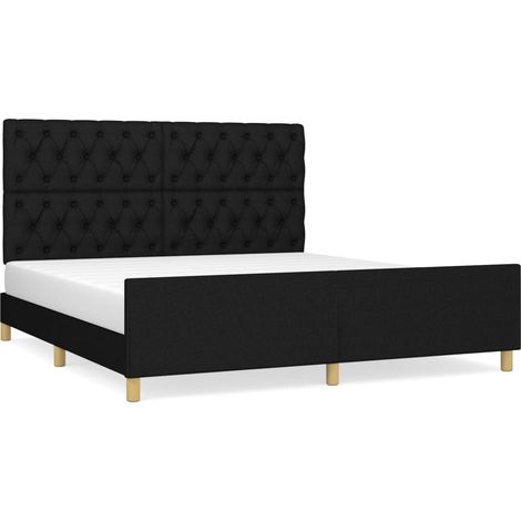 Lit double，Lit adulte，Cadre de lit sans matelas noir 160x200 cm tissu CFW4854106 (1/5)