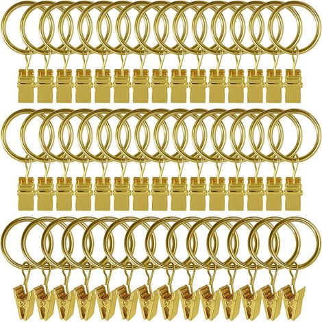 30 Pièces Anneaux de Rideau avec Pince, Antirouille Anneaux Rideaux, Anneau de Tringle à Rideau pour Rideaux de Douche et de Fenêtre(3.538MM) (1/4)