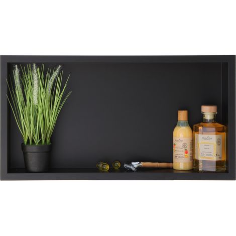BALNEO - niche murale 60x30x10 cm noire en acier inoxydable WALL-BOX - étagère de salle de bain (1/5)