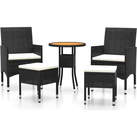 Maison Exclusive - 5-tlg. Garten-Lounge-Set Poly Rattan Schwarz (1/5)
