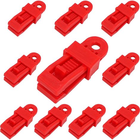 Clip per teloni, 20 pezzi, morsetti per tenda, clip di chiusura multiuso in plastica, clip antivento per teloni, ideali per campeggio in montagna e in spiaggia. (1/5)