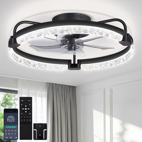 50cm Ventilateur Plafond, Lumière et Télécommande, Minuterie, Noir 3 Températures de Couleur, 6 Vitesses Réversible, Mémoire, Silencieux Ventilateur Plafonnier, Salon, Chambre à Coucher (1/5)