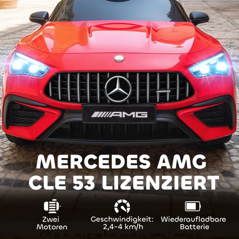 Voiture enfant électrique Mercedes 12V, télécommandée, phares LED, musique, pour garçons et filles de 3 à 6 ans, rouge (1/4)
