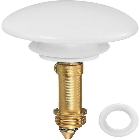 Abflussstopfen mit Druckknopf – Kupferkern – Keramikoberfläche – Für Küchen- und Badezimmerspülen – Durchmesser 36 bis 39 mm – 1 Stück (1/5)