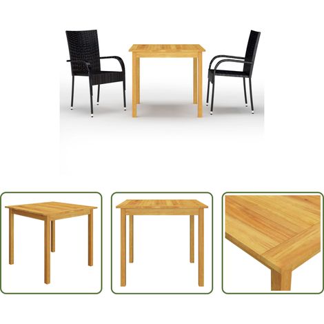 vidaXL Salle à manger extérieure - Ensemble à manger de jardin 3 pcs Noir (1/5)