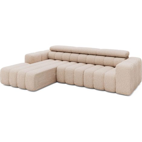 Ecksofa Ottomane links Chenille 289x188x78 beige KONSTANTINMassivmoebel24 GmbH
