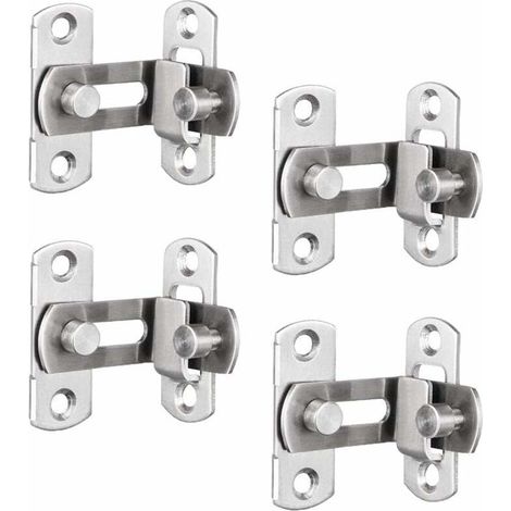 Verrous de porte coulissante à angle droit Gap en 4 pièces, pênes de sécurité, goupilles de verrouillage en acier inoxydable, pour maison, chambre, jardin, salle de bain, 10 cm (4 pouces)