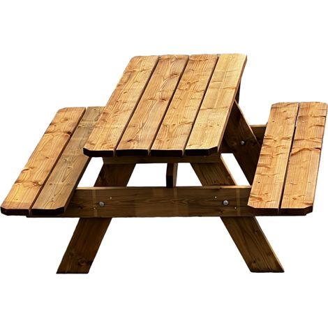 Table de Jardin en Bois Massif de 180 cm, Classe 3 Marron, Faible Encombrement, 100% Française (1/5)