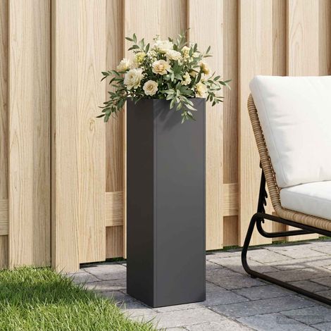 vidaXL Macetero de Jardín Negro 20 x 20 x 75 cm Acero laminado en frío (1/5)