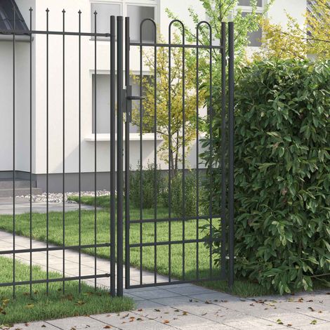 Portail de Clôture de Jardin Extérieur en Acier Enduit de Poudre Gris 103 x 250 cm - PANGIVO (1/5)