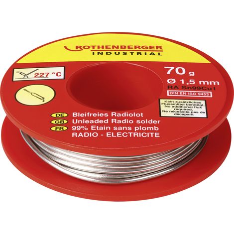 Rothenberger Industrial Bleifreies Radiolot 70g Lötzinn, bleifrei  SN99Cu1 (1/2)