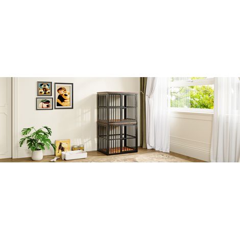 Gabbia per cani modulare 3 porte con piano OKMYHOME