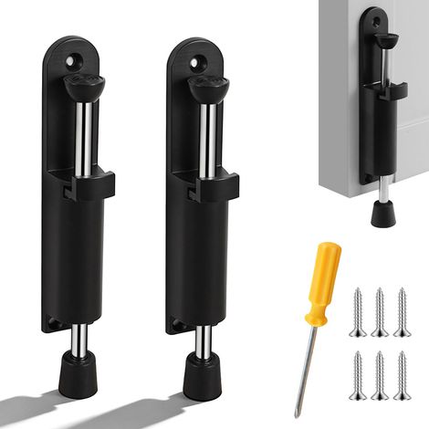 Butée de porte - Noir - Coupe-vent - Avec vis - Pour porte de garage, de balcon, en bois, en verre, en métal (1/5)