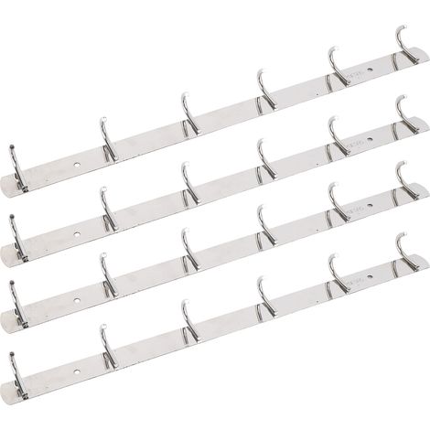 4-teilige Garderobe aus Edelstahl mit 6 Haken zur Wandmontage, geeignet für Waschküchen und Eingangsbereiche (1/5)