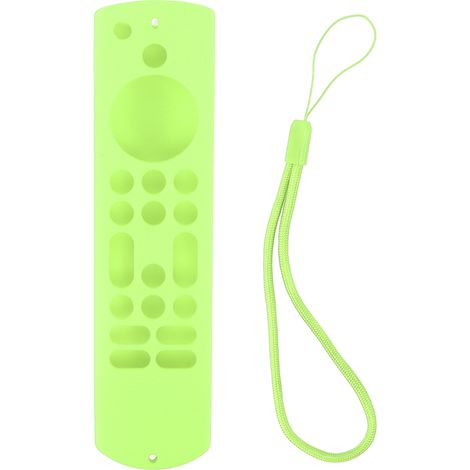 Housse télécommande silicone souple antidérapante antichoc étanche découpe précise protection complète Amazon TV vert fluo phosphorescent (1/5)