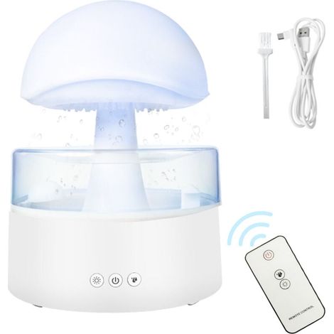 Mushroom Humidifier, 7 Night Light Colors, 500ml Cool Mist Ultrasonic Aromatherapy Essential Oil Diffuser with Remote Control, Rain Cloud Water Drip for Bedroom (1/5)