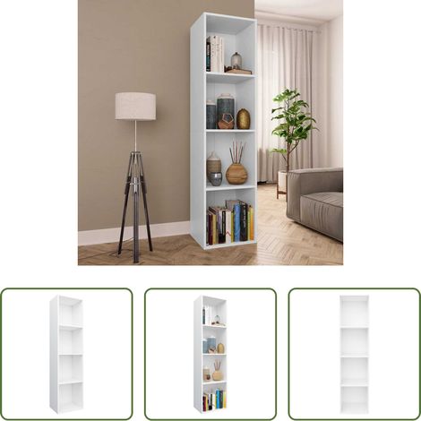 Étagère - Bibliothèque/Meuble TV Blanc 36x30x143 cm Bois d'ingénierie (1/5)
