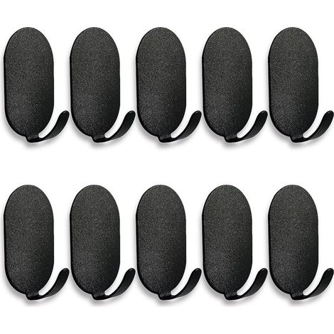 Crochets muraux Crochets porte-serviettes crochets adhésifs noir 10 pièces, crochets crochets porte-serviettes auto-adhésifs sans perçage Porte-serviettes en acier inoxydable pour cuisines salles de b (1/4)