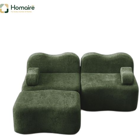 Canapé modulable en velours vert avec accoudoirs 192 x 167 x 70 cm HOMAIRE (1/5)