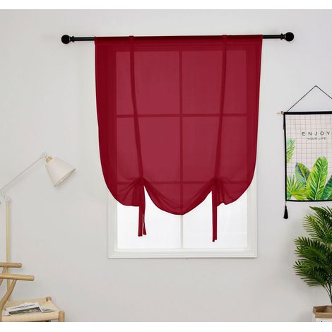 Rideaux légers et transparents, laissant passer la lumière, à nouer, rideaux ballons réglables, adaptés aux petites fenêtres (101,6 x 160,0 cm) (1/5)