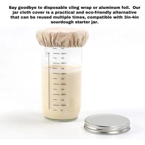 Coperchio in tessuto per barattolo di lievito madre, coperchio elastico riutilizzabile non sbiancato, ciotola per alimenti biologici per cucinare in casa. (1/5)