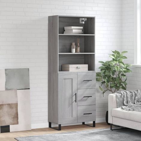 Buffet haut,Buffet de salon,Commode Meuble de rangement,Style Industriel Sonoma gris 69,5x34x180 cm Bois d'ingénierie VNWE221366 (1/5)