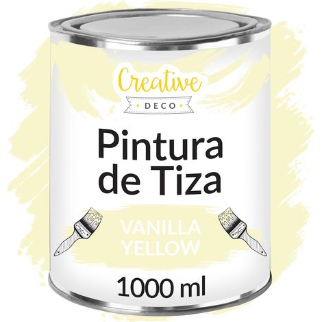 Creative Deco Pintura a la Tiza Amarillo Vainilla 1L Mate y Lavable para Muebles de Madera