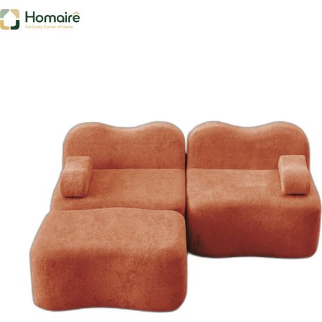 Canapé modulable en velours orange avec accoudoirs 192 x 167 x 70 cm HOMAIRE (1/5)