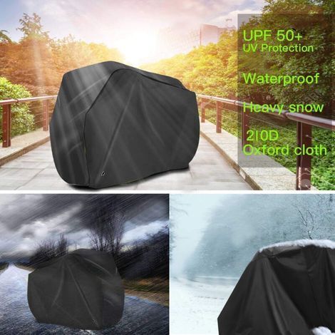 Housse de vélo, 210D Haute Qualité Housse de Bicyclette Imperméable Polyester Oxford,Convient Aux Vélos et électrique Motos et Scooters, Peut Couvrir Jusqu'à Deux Vélos (Noir).. (1/3)