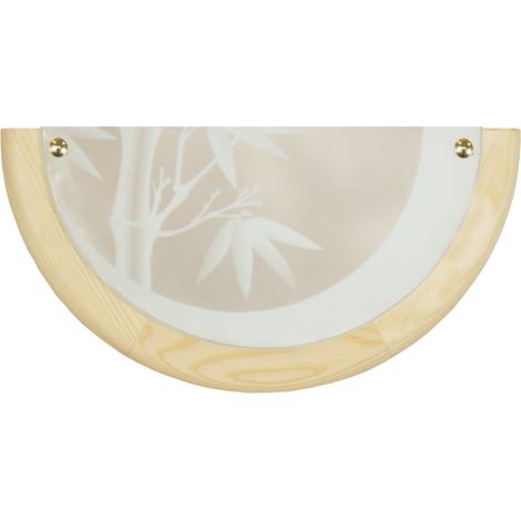 Plafonnier Candellux Bamboo verre bois blanc 30cm E27 (1/2)