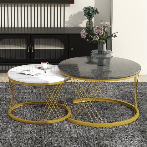 Couchtisch Beistelltisch 2er Set 70 cm Grau OKMYHOME (1/5)