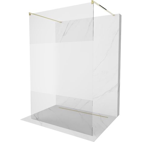 Mexen Kioto freistehende Duschwand 100 x 200 cm, Transparent/Frost 8 mm, Gold - 800-100-002-50-35