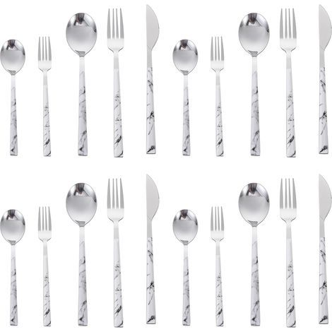 Besteckset – Edelstahl – Matte Oberfläche und vergoldete Griffe – Für 4 Personen – 20-teilig (1/5)