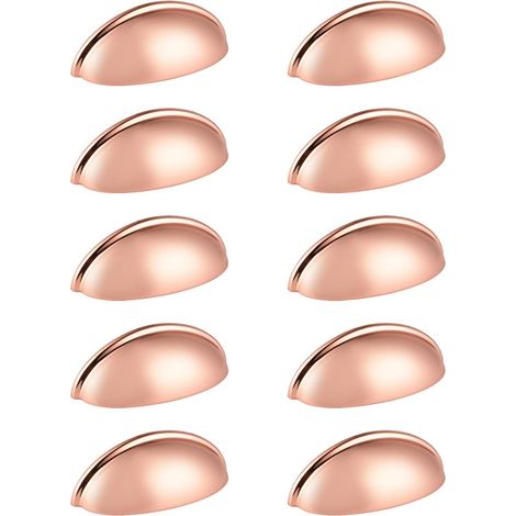 Lot de 10 poignées de porte de cuisine en forme de coquillage, couleur or rose, 76 mm, pour tiroir de chambre ou meuble de placard. Bouton de meuble (1/5)
