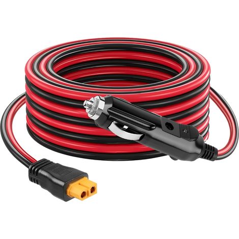 Câble allume-cigare 12 V/24 V vers XT60, adaptateur CC XT60 de 3 m, 16 AWG, chargeur de voiture pour Power Station EB55/AC2A/AC70, 757/767, SOLIX C200 C300, générateur solaire (1/5)
