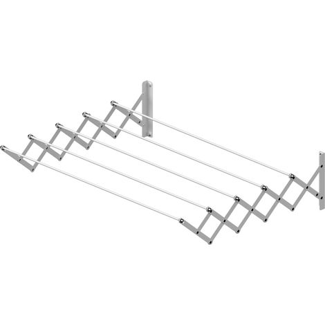 Étendoir Mural Extensible EPOXY 120 cm Acier Blanc avec 5 Barres renforcées 6 m d’étendage Pliable pour intérieur et extérieur Haute résistance et Montage Facile (1/5)