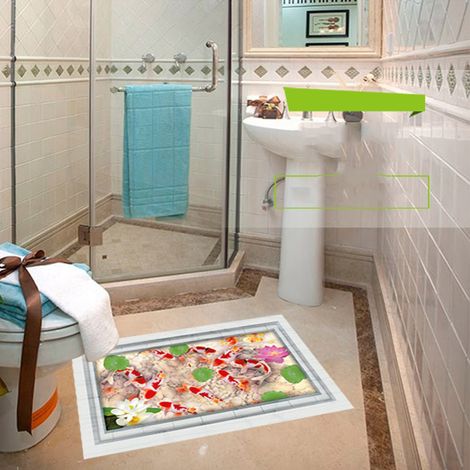 3D-Stereo-Lotusfischteich-Wand- und Bodenaufkleber für Zuhause und Geschäft MJ8031A (1/5)