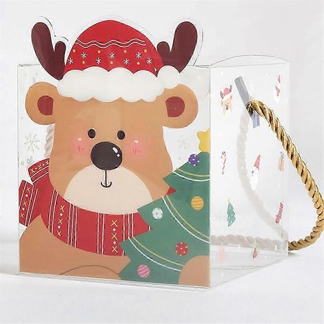 Lot de 20 boîtes cadeaux carrées transparentes en PVC pour bonbons, emballage cadeau, décorations de Noël et du Nouvel An, articles de Noël (1/5)