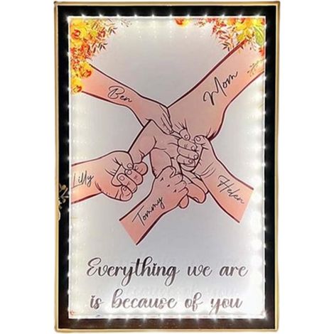 Cadre photo en acrylique pour maman qui tient les mains, lumière LED pour la fête des mères, unique pour femmes, grand-mère, épouse, Noël, anniversaire, cadeaux (S) (1/5)