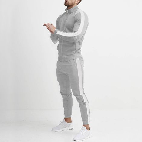 Chandal sports avec cremallera complet pour hommes, conjunto de 2 pièces pour correr atlético, avec bolsillos et cremallera, chándal de ajuste cómodo (1/5)