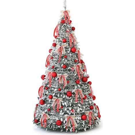 TRADE SHOP - Albero Di Natale Innevato Retrattile Pieghevole 180cm Con 200 Luci Decorazioni Casa 641183 - (1/5)