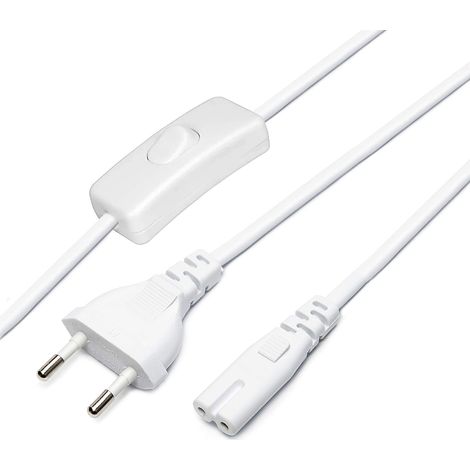 Câble d'alimentation avec interrupteur, 2 x 0,75mm, prise EU-C7,
