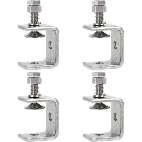 Paquete de 4 abrazaderas de acero inoxidable resistentes para tubos, abrazaderas cuadradas de acero, abrazaderas en C de 0-25 mm, abrazaderas fijas para carpintería, soldadura y ebanistería.