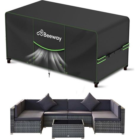 Gartenmöbel Abdeckung 300x200x92cm wasserdicht 420D Oxford UV-Schutz schwarz (1/5)