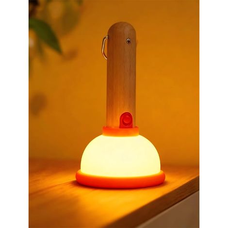 Veilleuse à piston mignonne, barre en bois et silicone, lampe de poche amusante à LED rechargeable avec minuterie de 30 minutes et contrôle à un bouton, chambre à coucher, salle de bain, (1/5)
